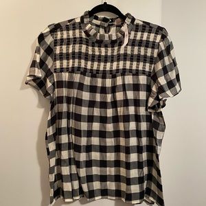 NWT Loft checkered blouse, L